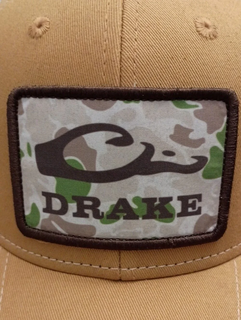 Drake Gold and White Camo Patch Trucker Hat
